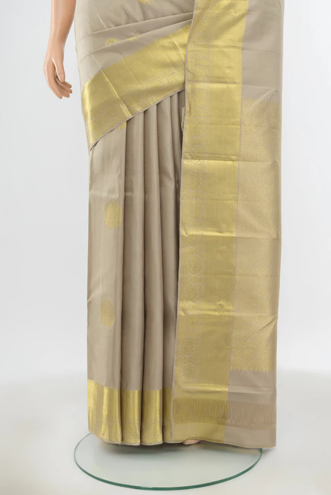 Beige Kanchipuram Silk Saree - Image 3