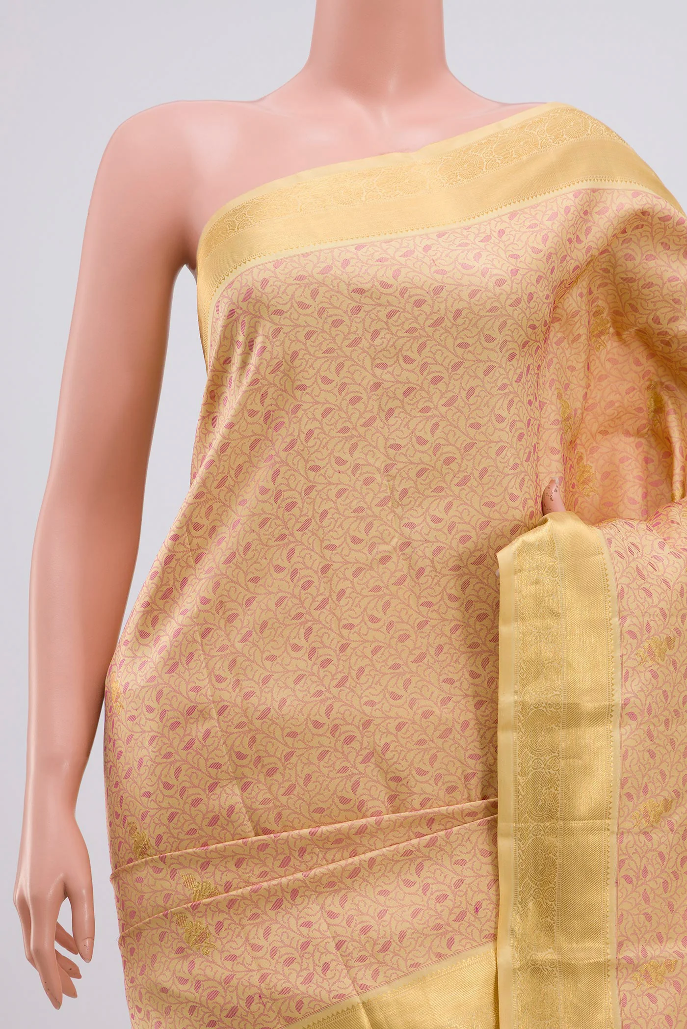 Pure Silk Pure Zari Sandal Kanjivaram Saree - Image 2