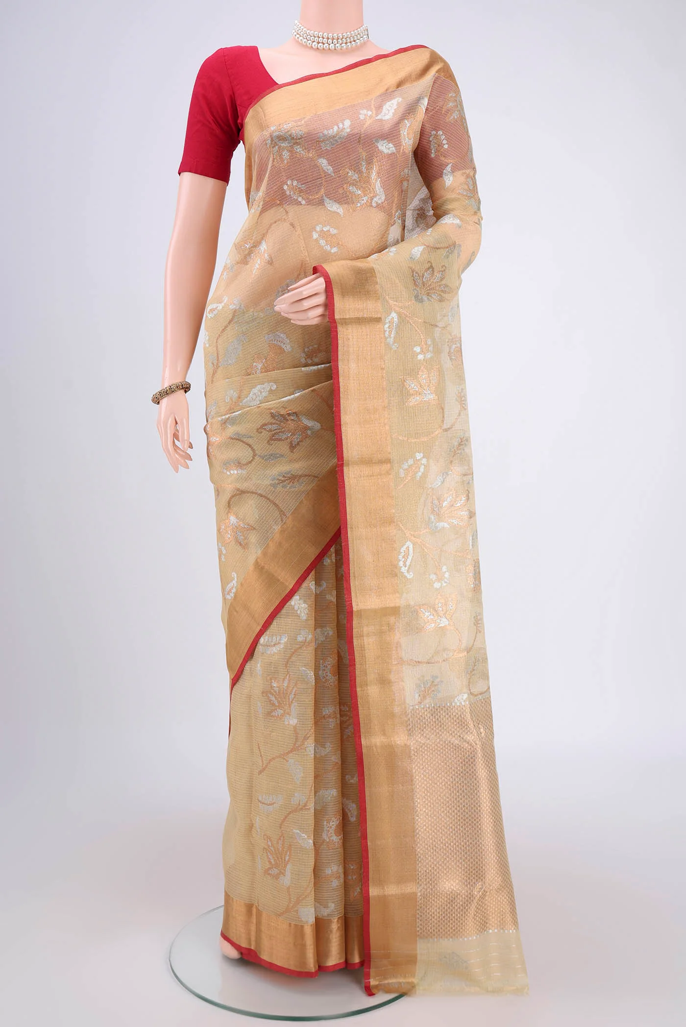 Pure Silk Pure Zari Beige Kota Saree