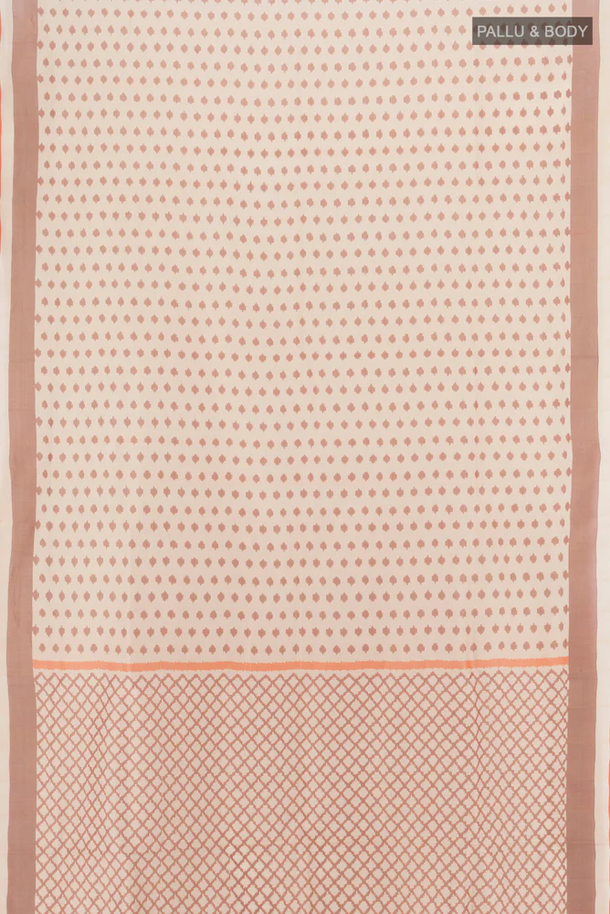 Cream Pochampally Cotton Saree - Image 5