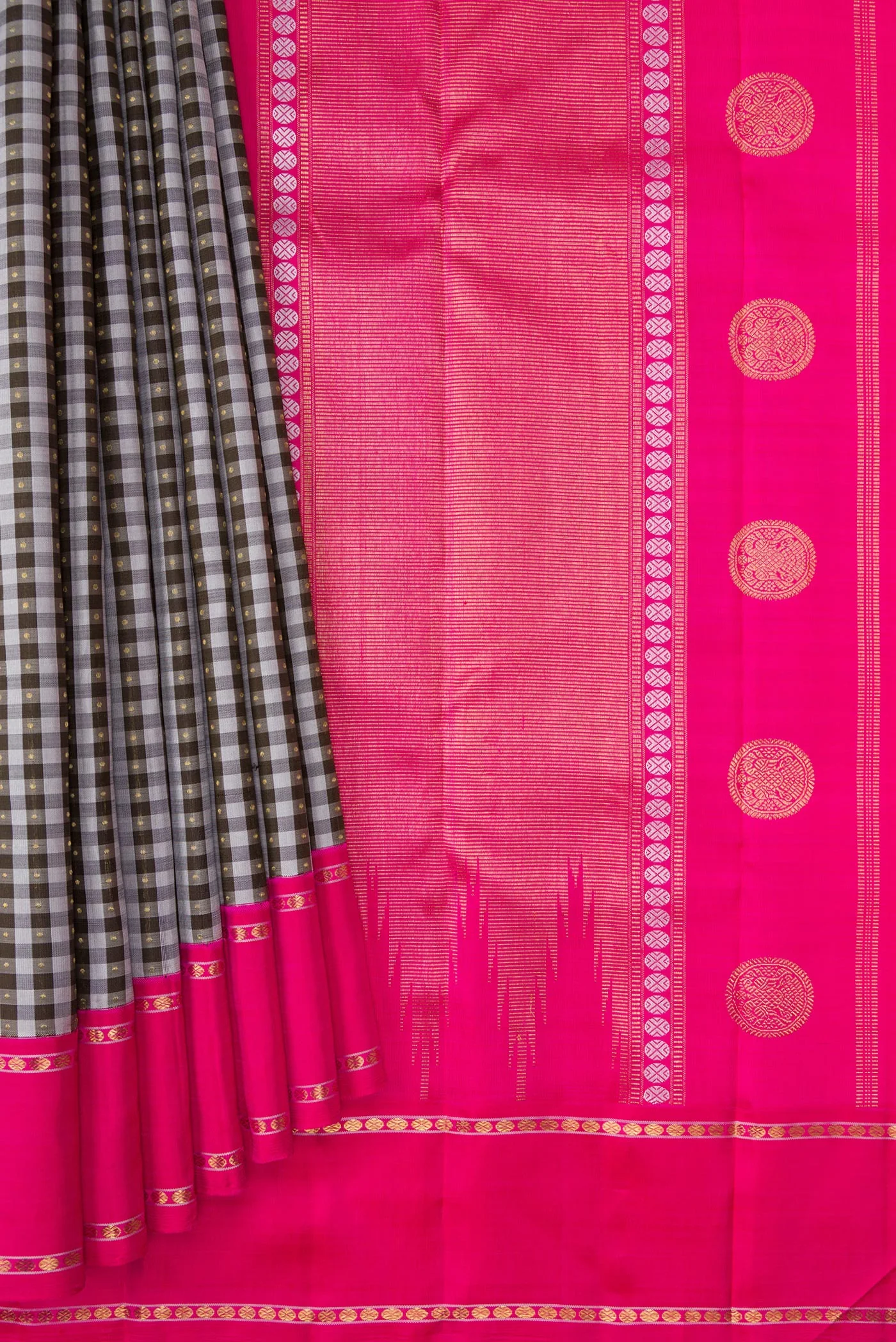 Pure Silk Pure Zari Multi Color Kanjivaram Saree - Image 4