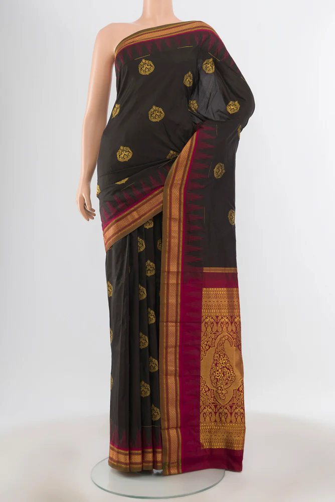 Black Bangalore Silk - kadyal Saree