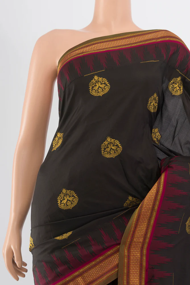 Black Bangalore Silk - kadyal Saree - Image 2