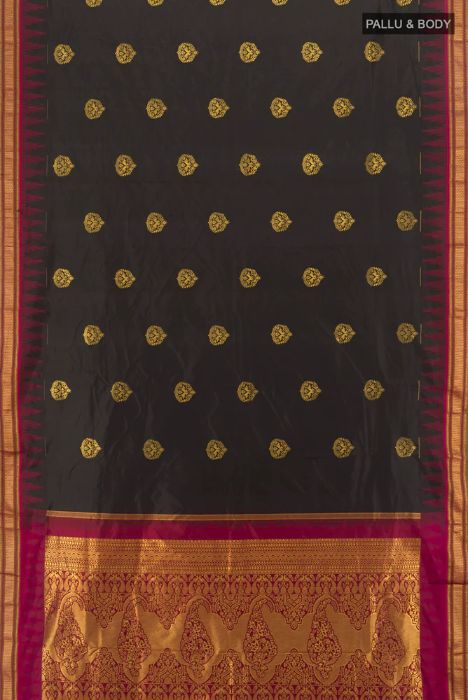 Black Bangalore Silk - kadyal Saree - Image 5