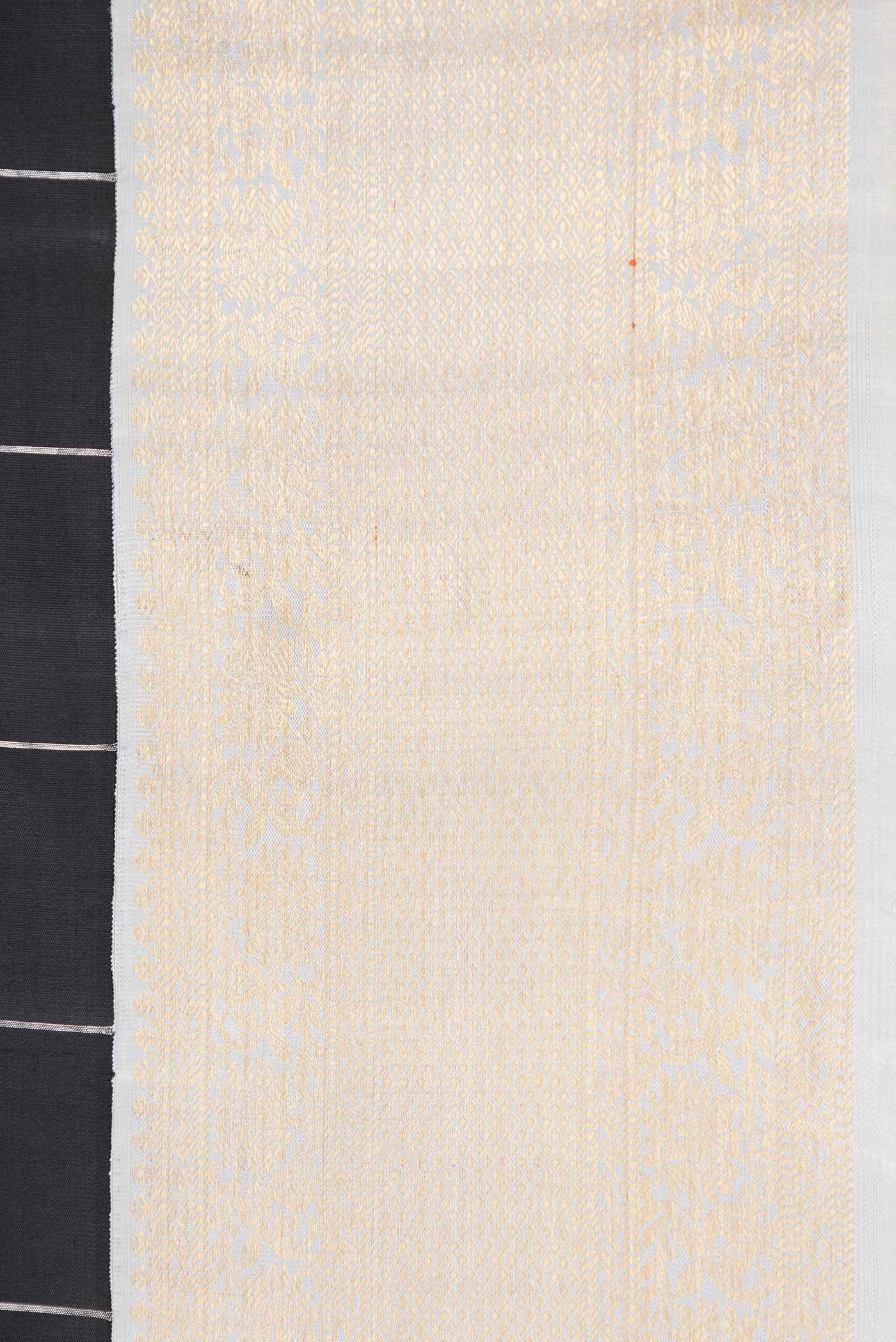 Pure Silk Pure Zari Black Dual Tone Kanchipuram Saree - Image 3