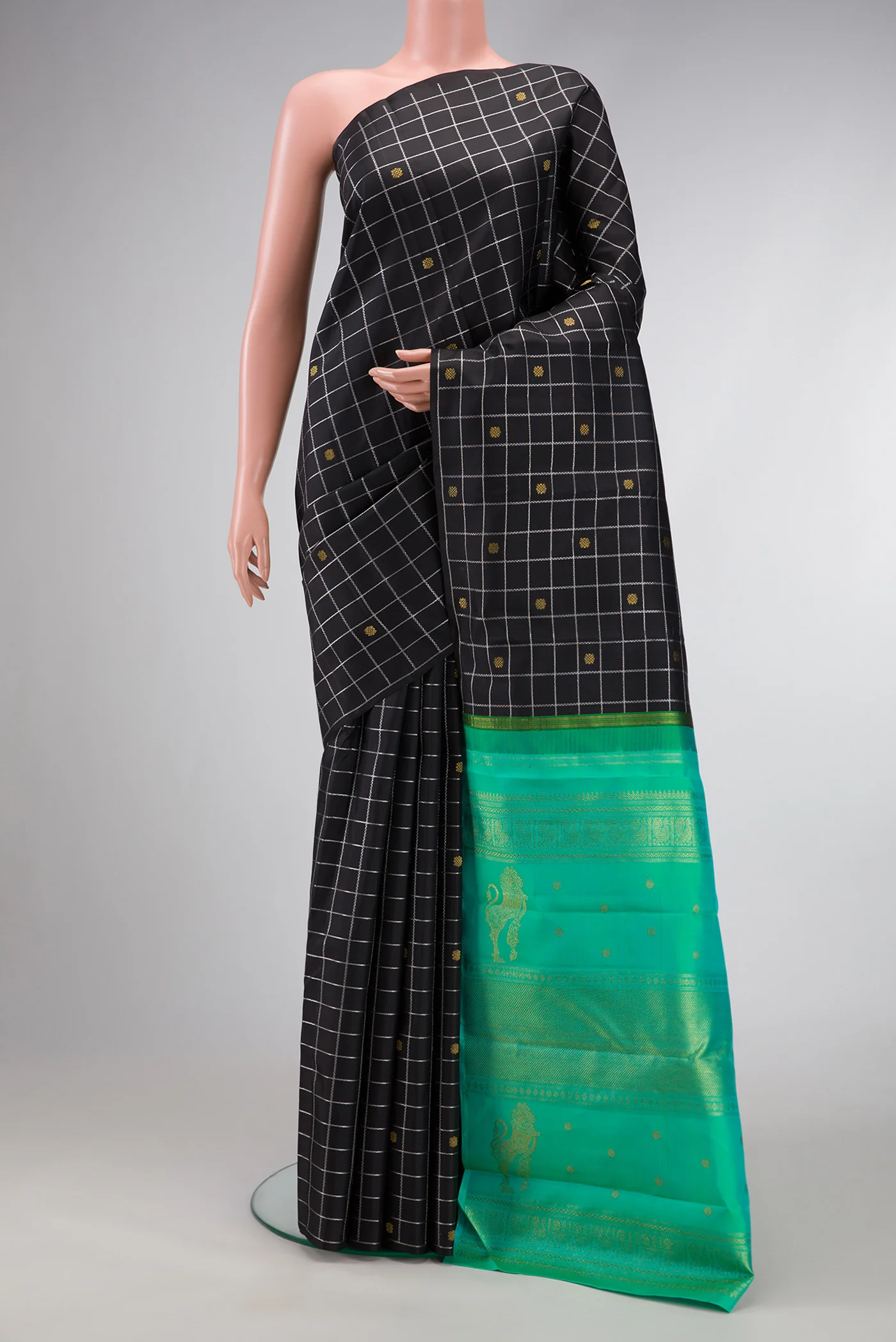 Pure Silk Pure Zari Black Kanjivaram Saree