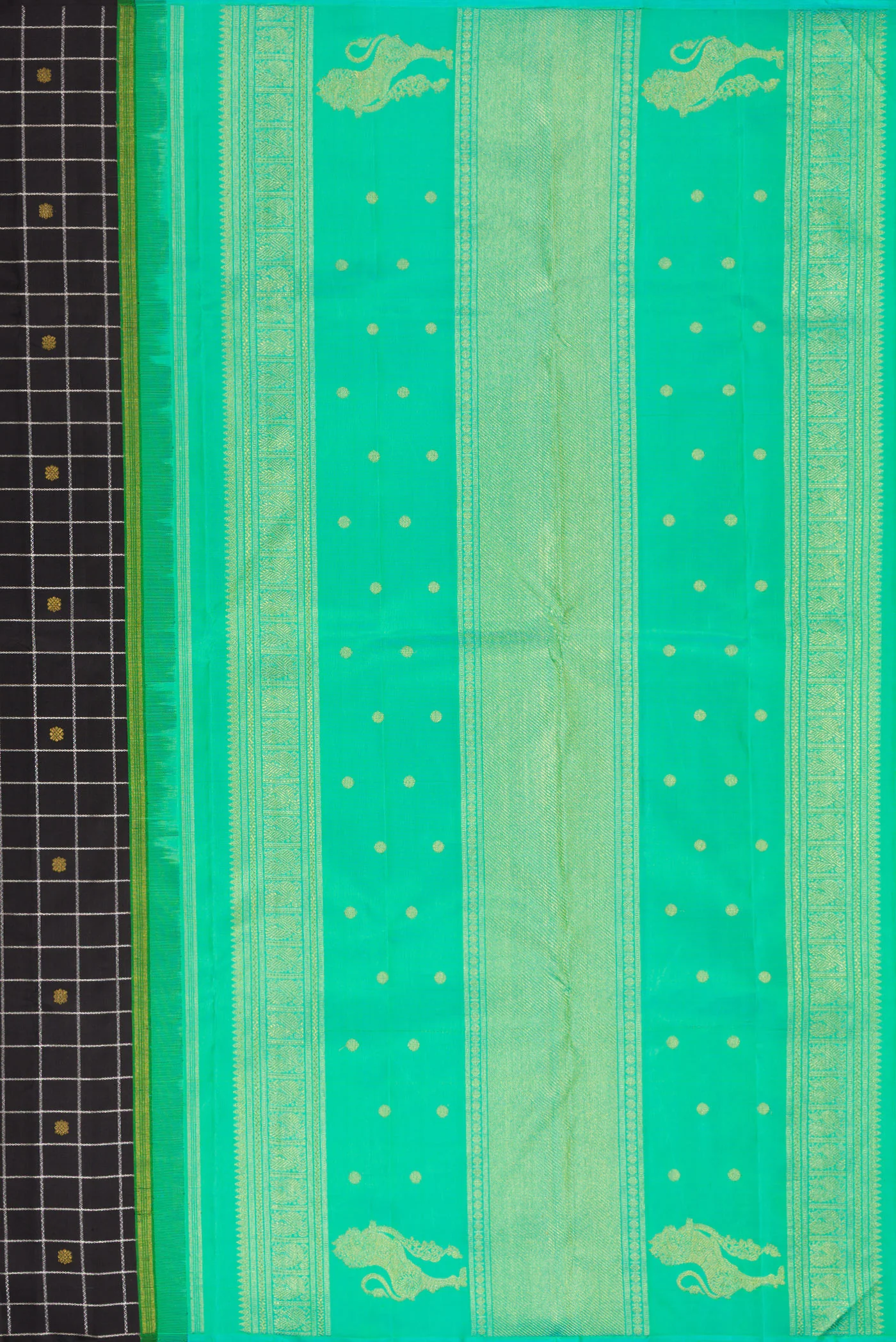 Pure Silk Pure Zari Black Kanjivaram Saree - Image 6