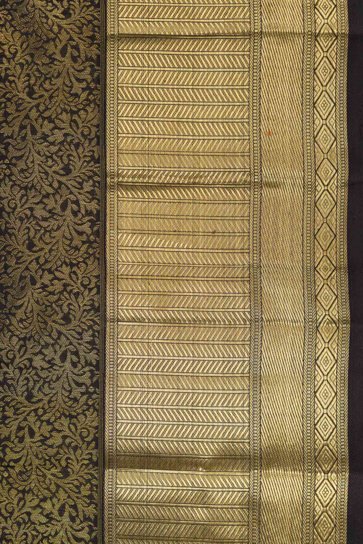 Pure Silk Pure Zari Black Kanjivaram Tissue Saree - Image 3