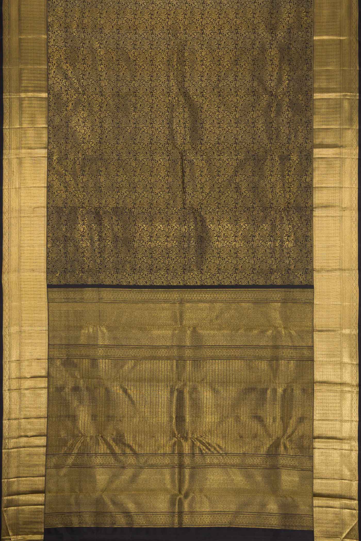 Pure Silk Pure Zari Black Kanjivaram Tissue Saree - Image 6