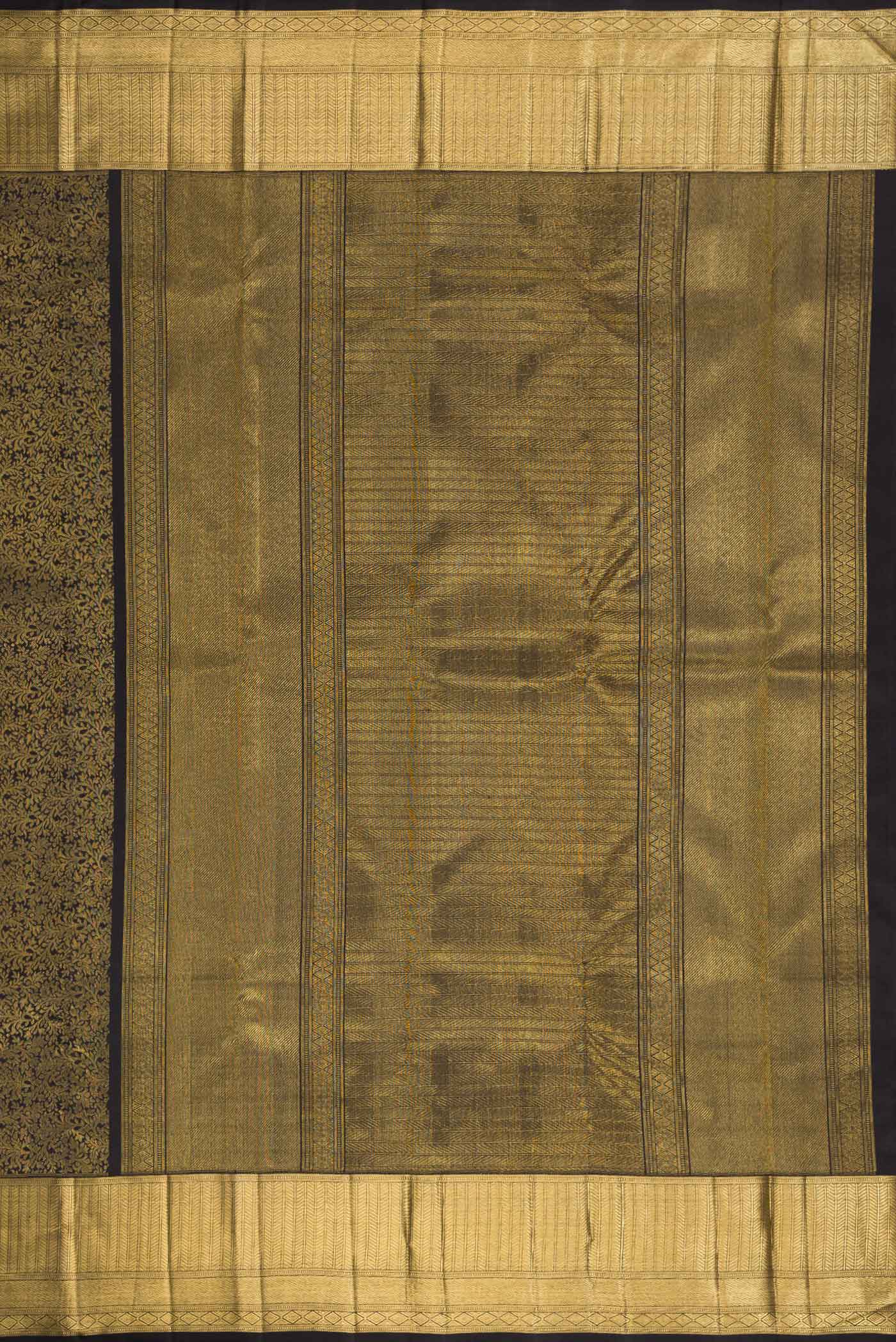 Pure Silk Pure Zari Black Kanjivaram Tissue Saree - Image 7