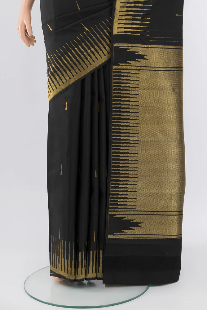 Black Kanchipuram Silk Saree - Image 3
