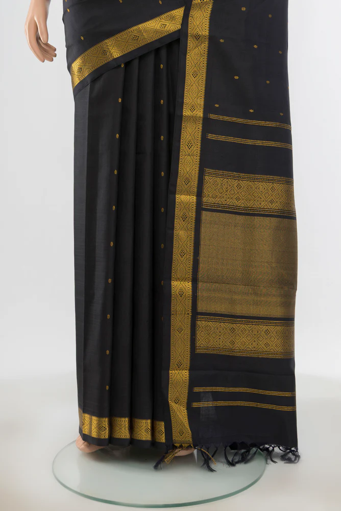 Black Kanchipuram Silk Saree - Image 3