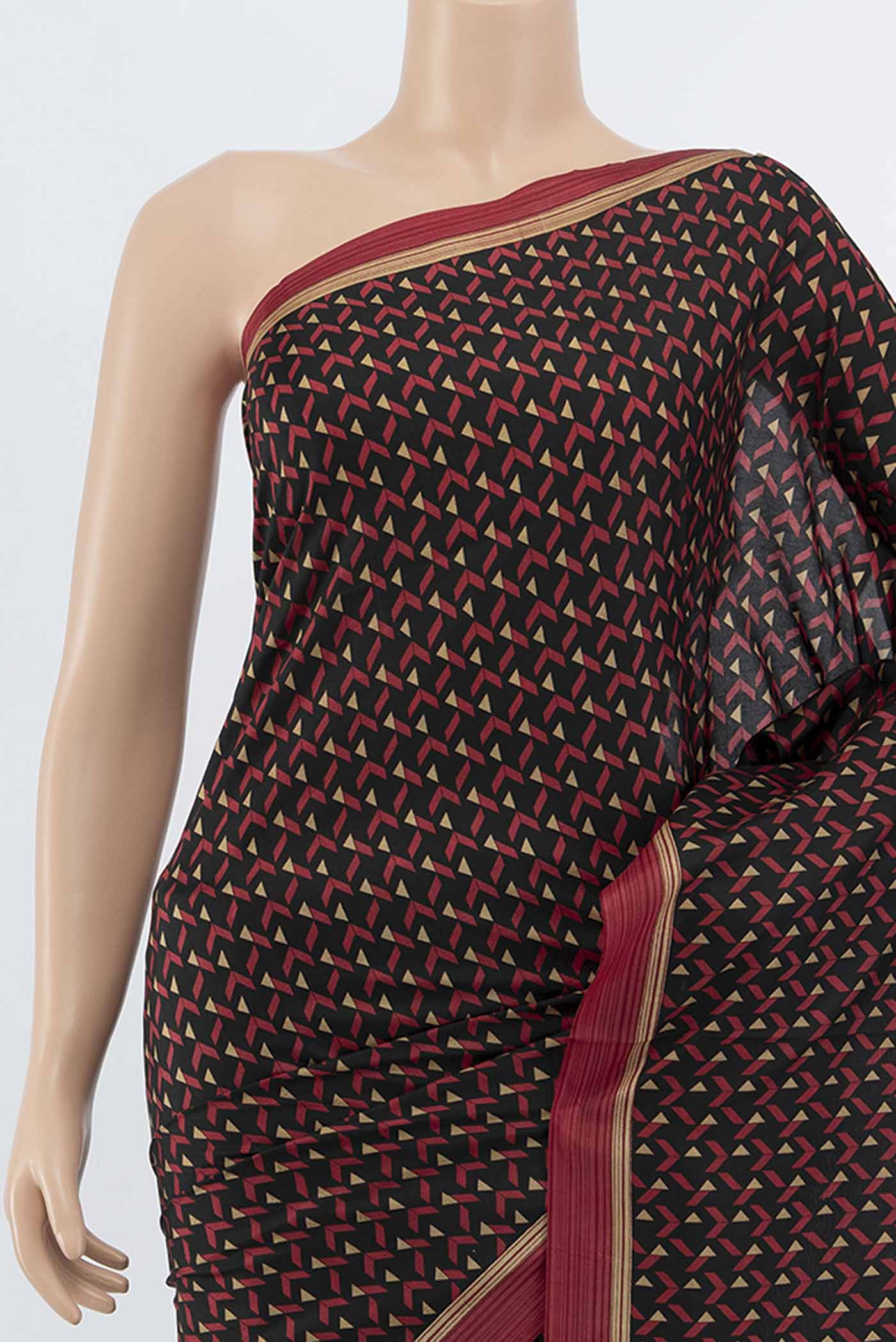 Pure Silk Pure Zari Black Printed Saree - Image 2