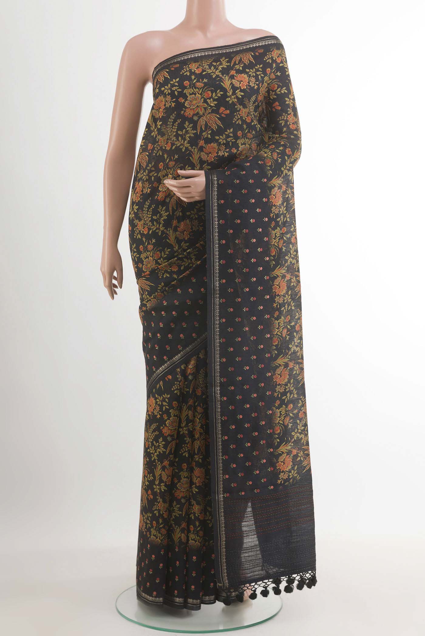 Black Tussar Silk Saree