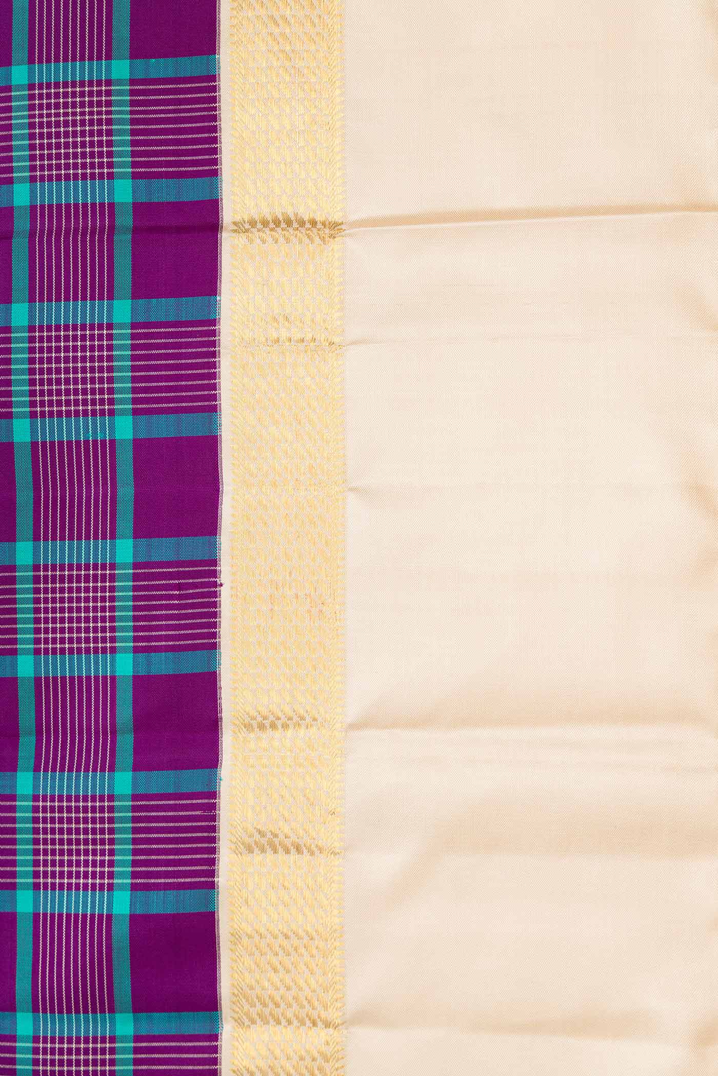 Pure Silk Pure Zari Purple Kanjivaram Saree - Image 3