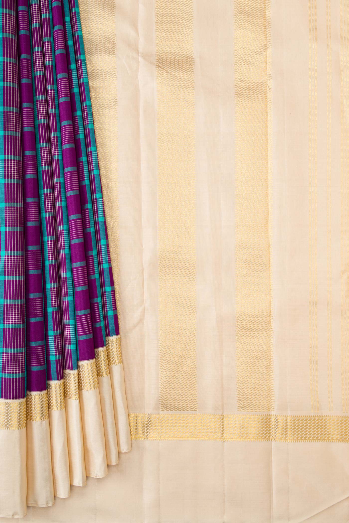 Pure Silk Pure Zari Purple Kanjivaram Saree - Image 4