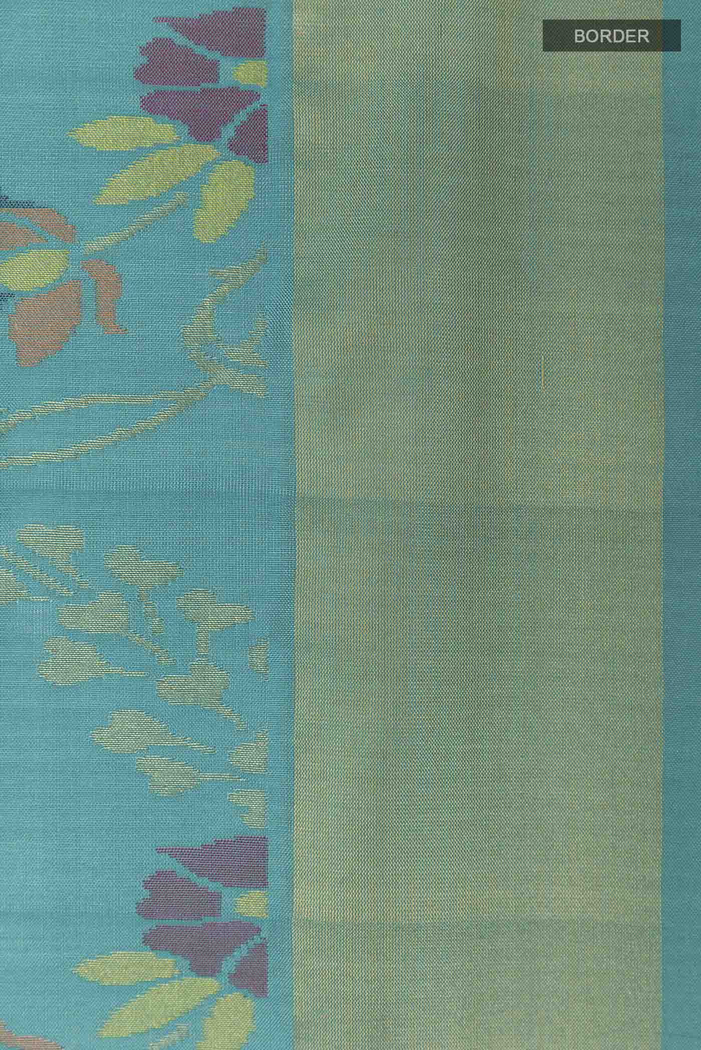 Pure Silk Pure Zari Blue Uppada Saree - Image 3