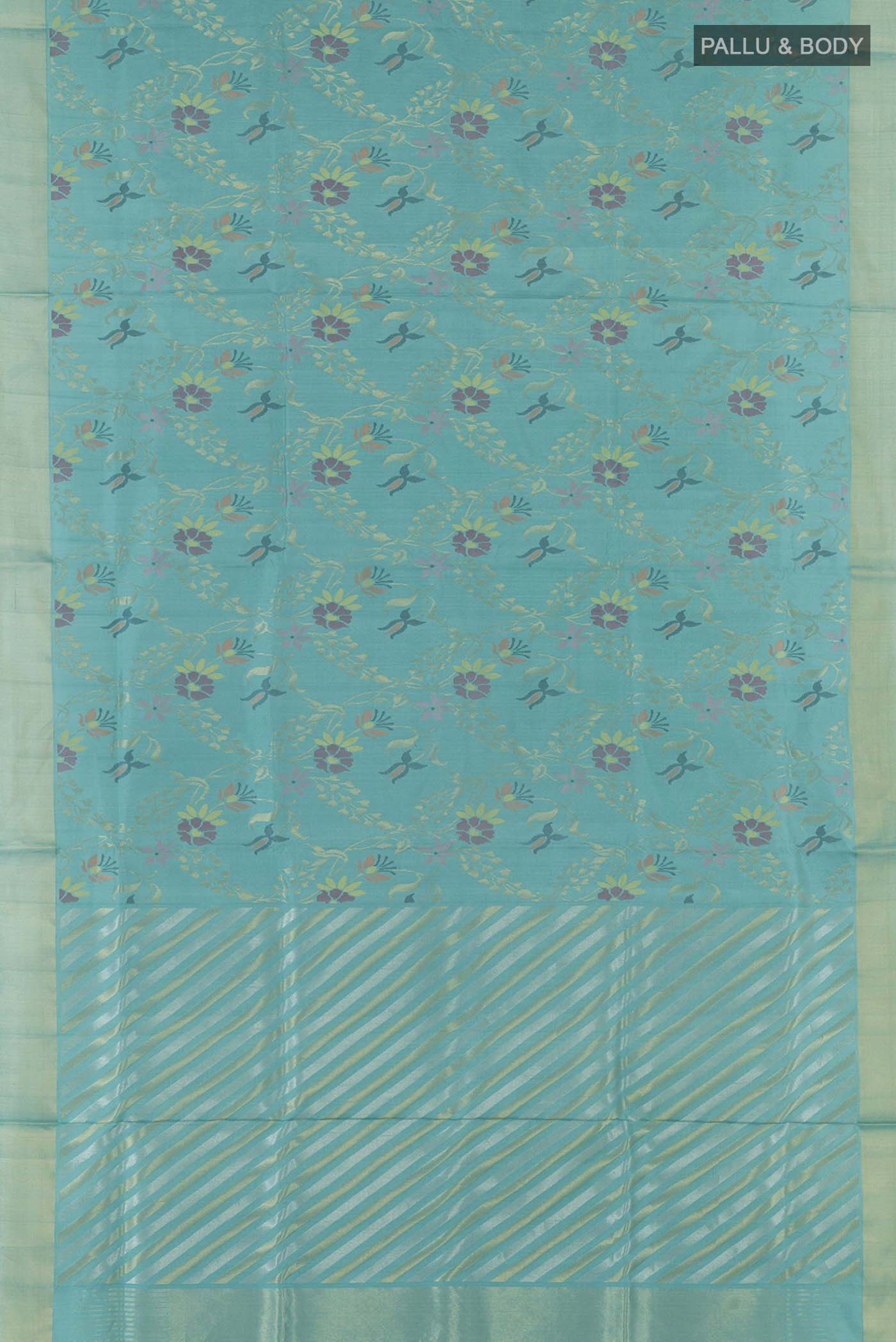 Pure Silk Pure Zari Blue Uppada Saree - Image 6