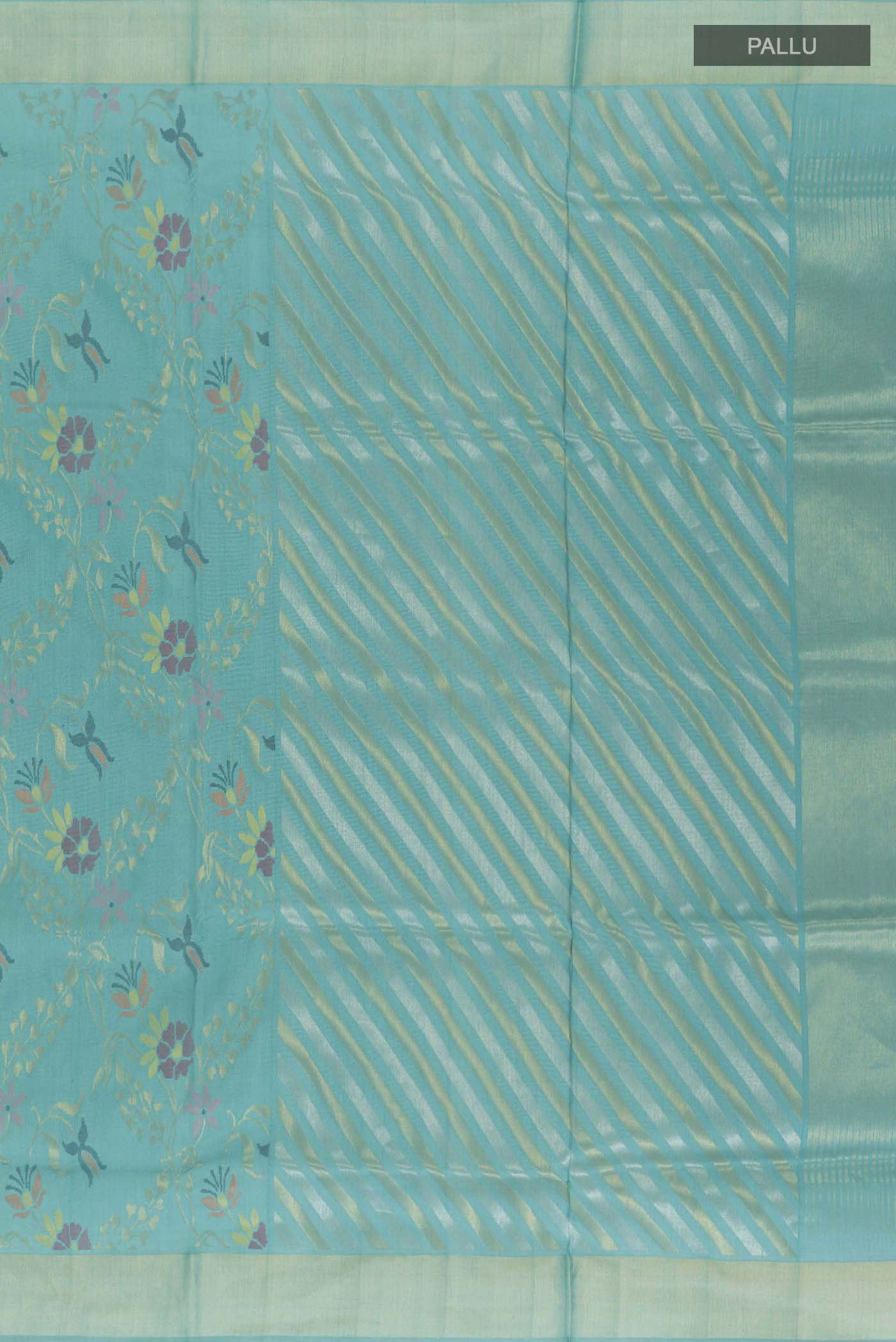 Pure Silk Pure Zari Blue Uppada Saree - Image 7