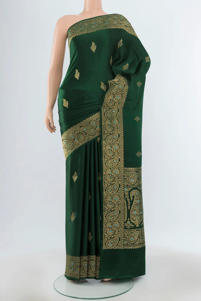 Bottle Green Banarasi Silk Saree