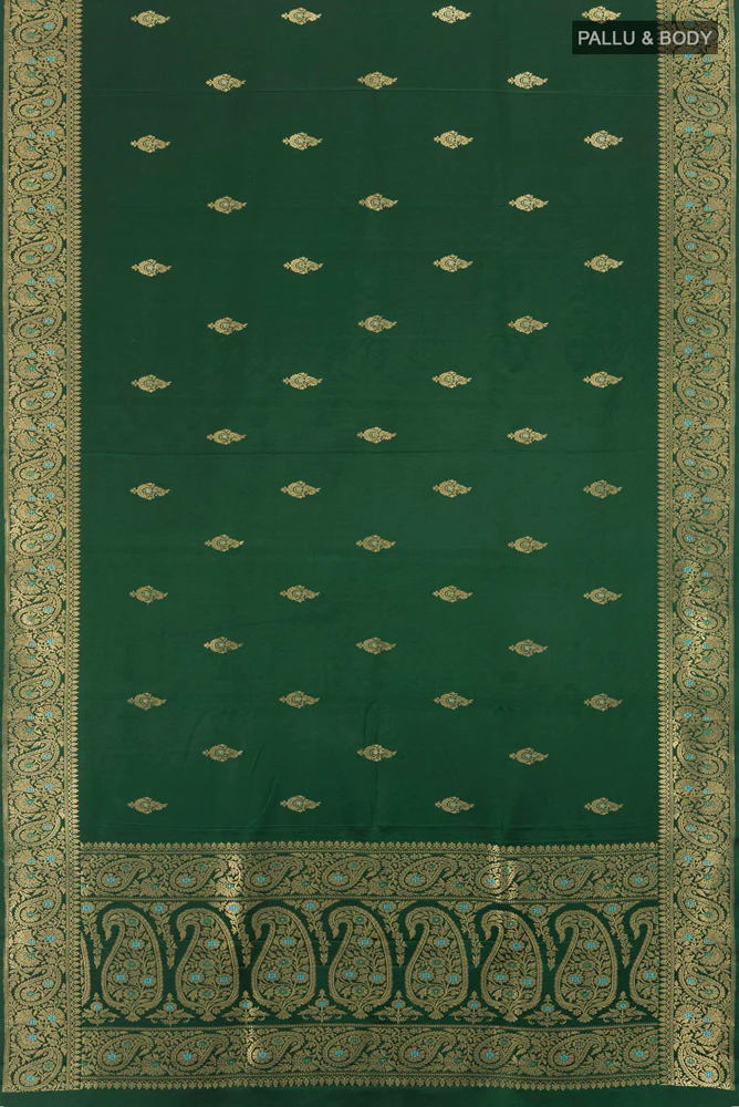 Bottle Green Banarasi Silk Saree - Image 5