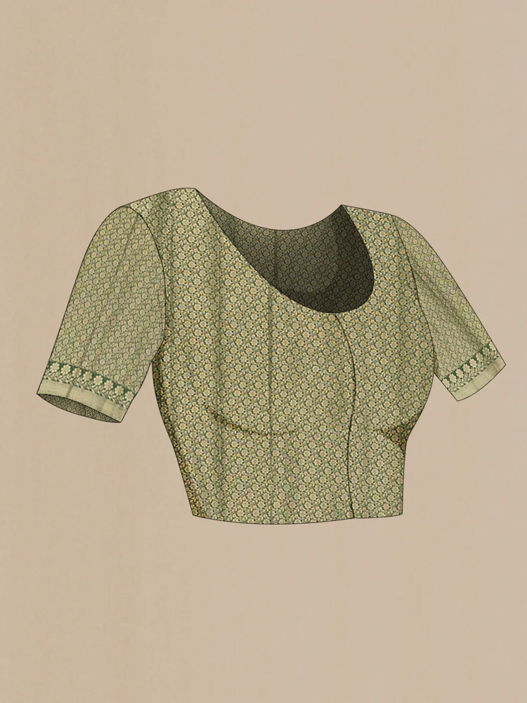 Bottle Green Banarasi Raw Silk Saree - Image 4