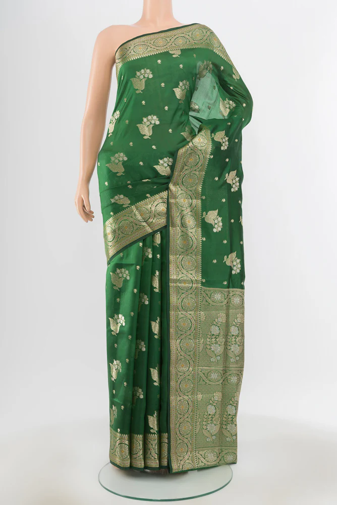 Green Banarasi Raw Silk Saree