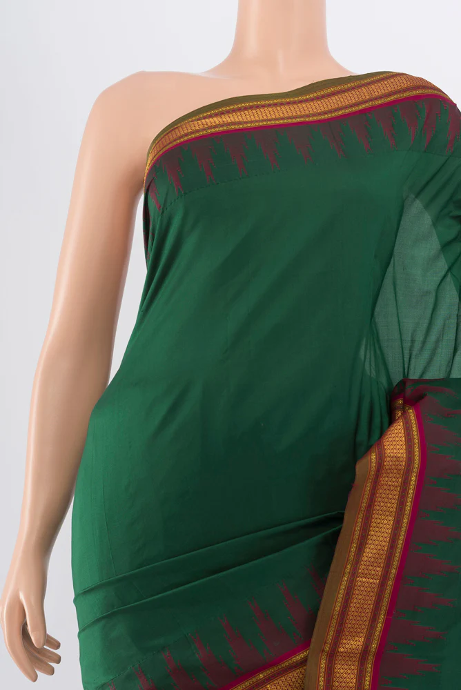 Bottle Green Bangalore Silk - kadyal Saree - Image 2