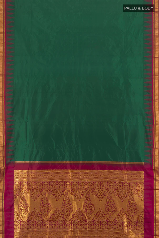 Bottle Green Bangalore Silk - kadyal Saree - Image 5