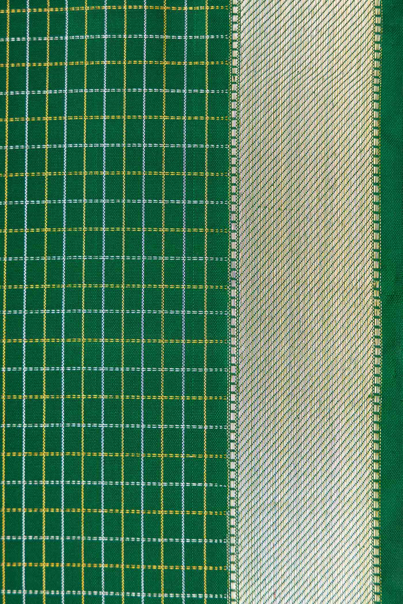 Pure Silk Pure Zari Bottle Green Dual Tone Kanjivaram Saree - Image 3
