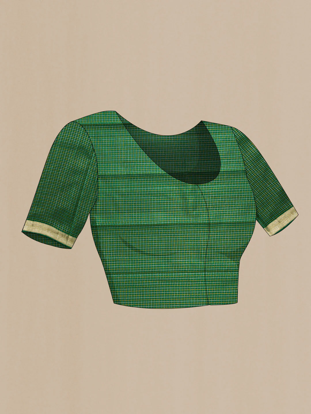 Pure Silk Pure Zari Bottle Green Dual Tone Kanjivaram Saree - Image 5