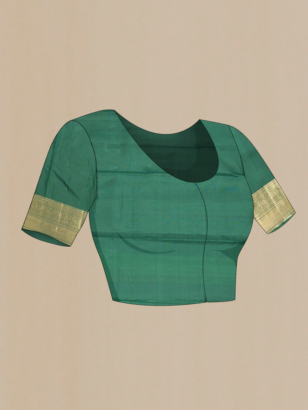 Pure Silk Pure Zari Bottle Green Dual Tone Kanjivaram Saree - Image 5