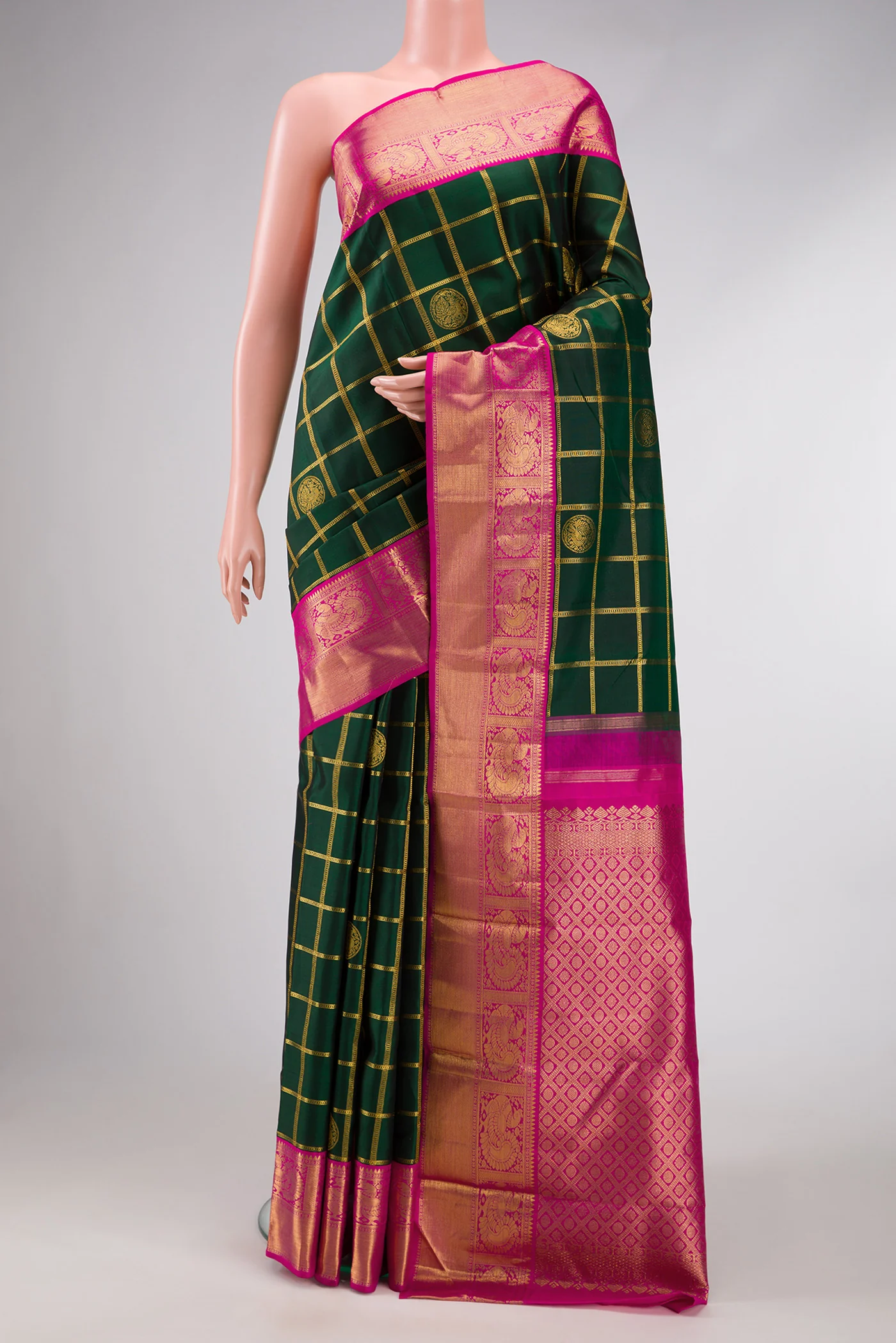 Bottle Green Kanjivaram Silk Saree