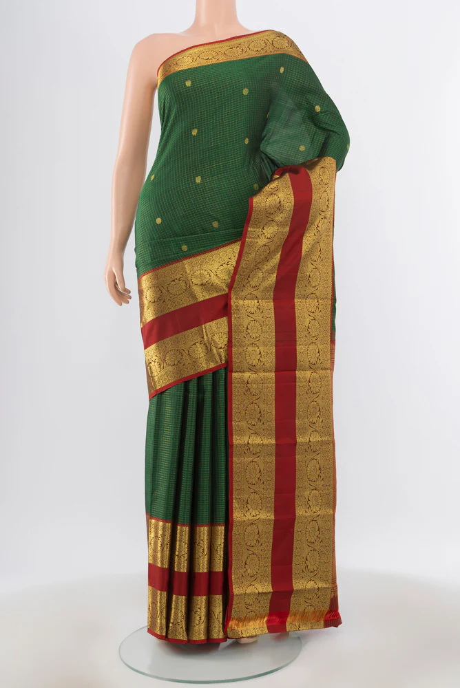 Bottle Green Kanchipuram Silk Saree
