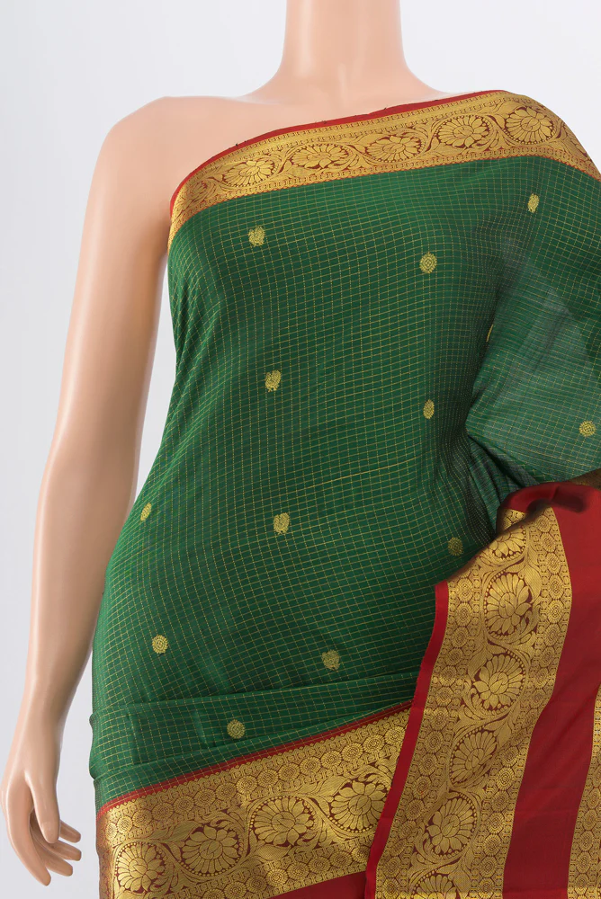 Bottle Green Kanchipuram Silk Saree - Image 2