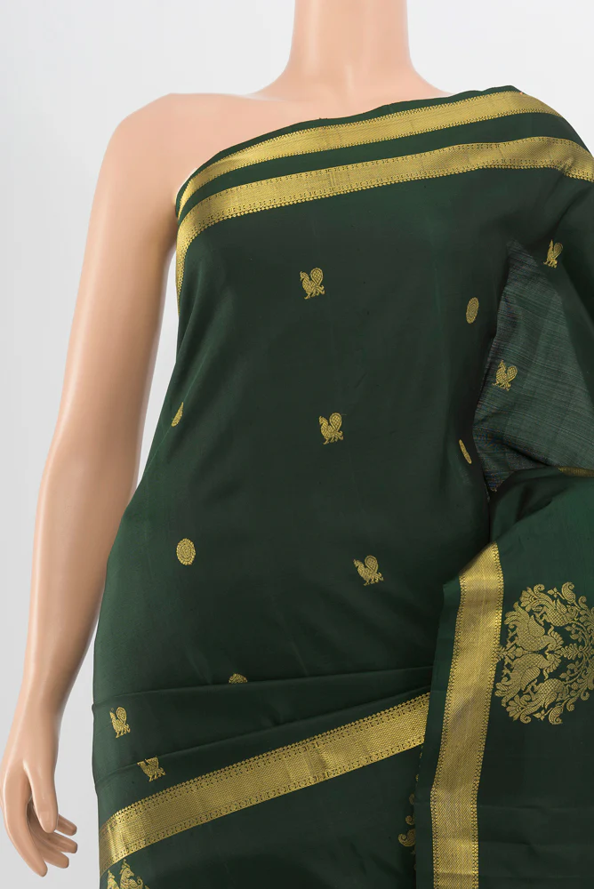 Bottle Green Kanjivaram Silk Saree - Image 2