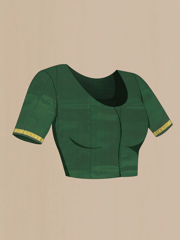 Pure Silk Pure Zari Bottle Green Kanjivaram Saree - Image 4