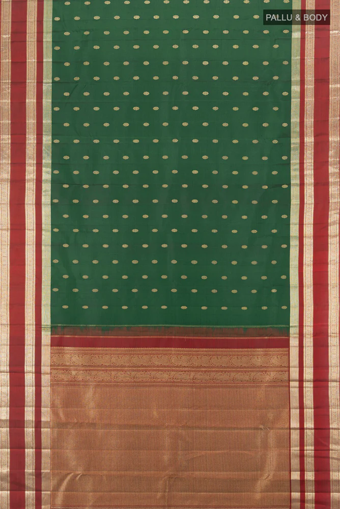 Bottle Green Kanjivaram Silk Saree - Image 5