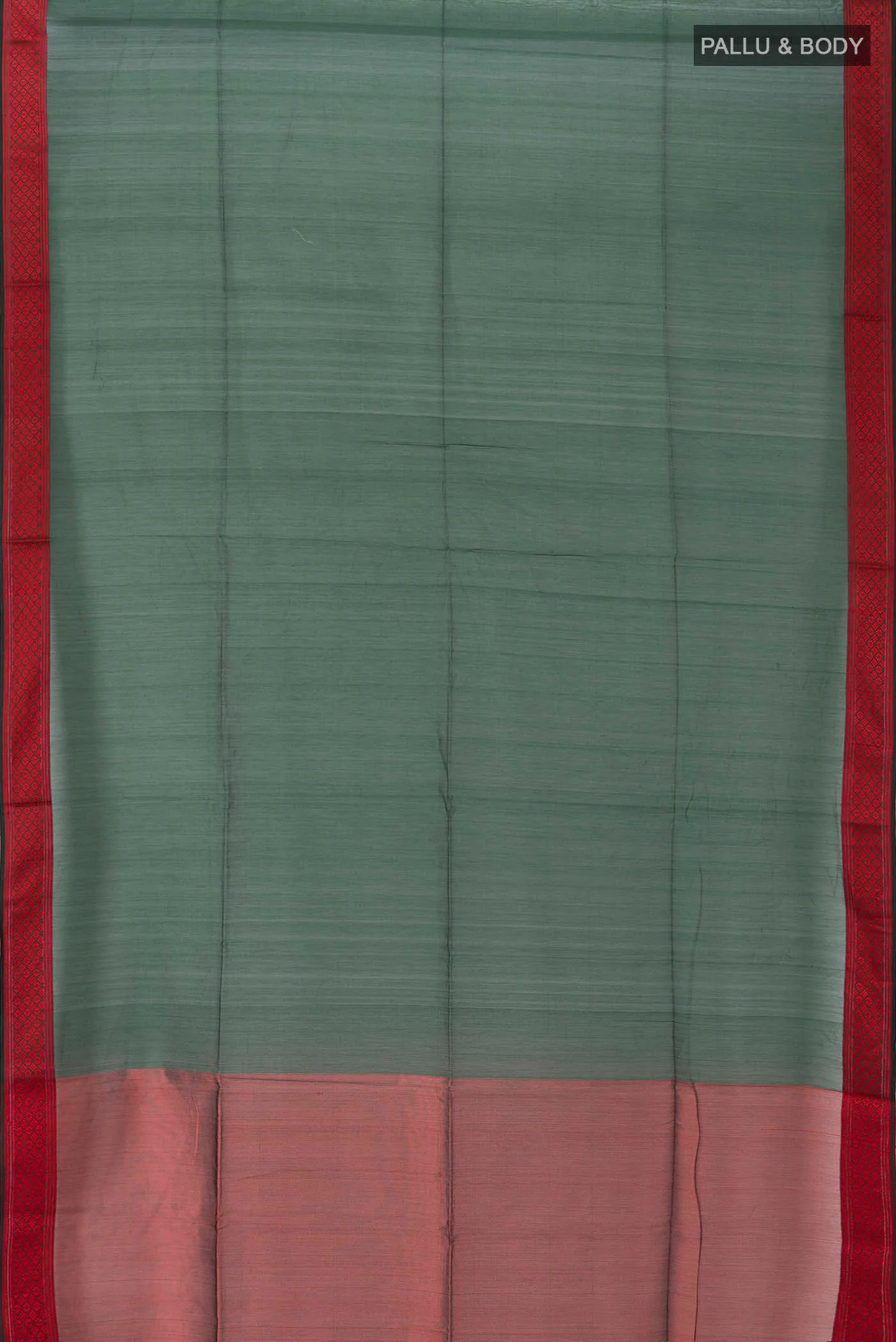 Pure Silk Pure Zari Bottle Green Maheshwari Cotton Saree - Image 5