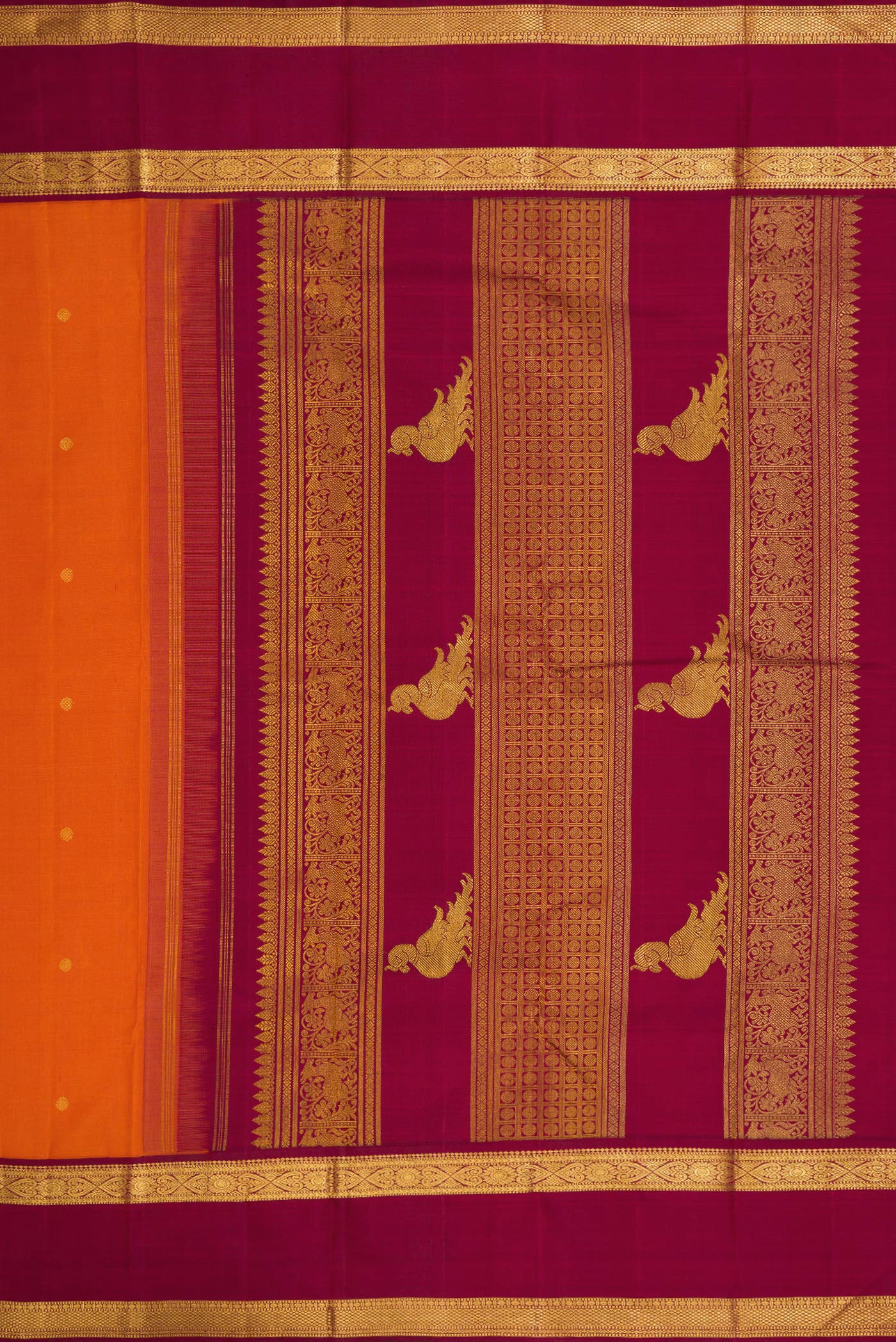 Brick Orange Kanjivaram Silk Saree - Image 7