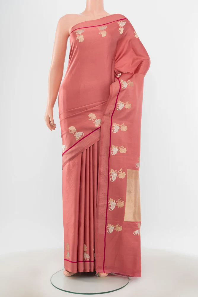 Coral Banarasi Silk Saree
