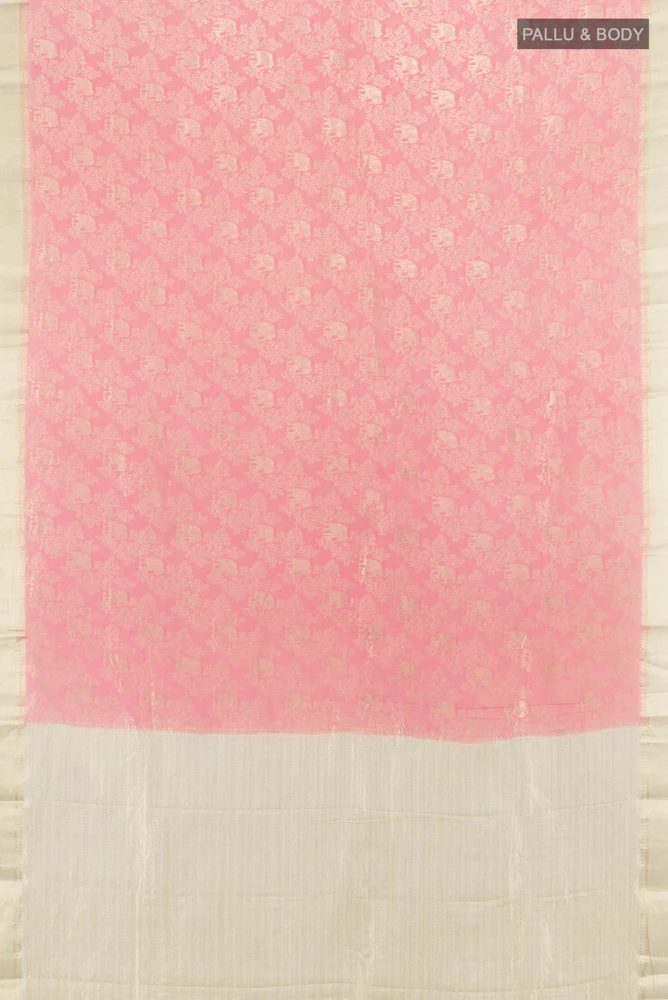 Rose pink Mysore Crepe Saree - Image 5