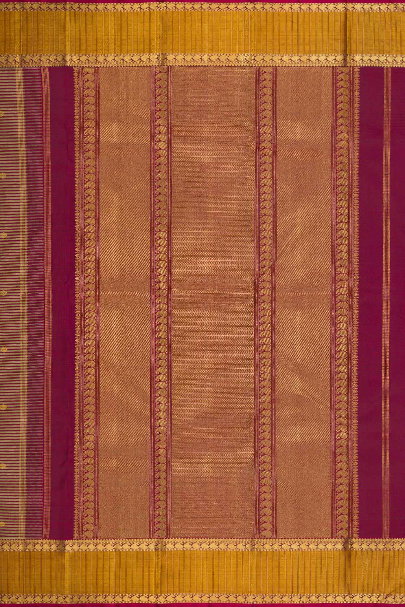 Pure Silk Pure Zari Brown Dual Tone Kanjivaram Saree - Image 7