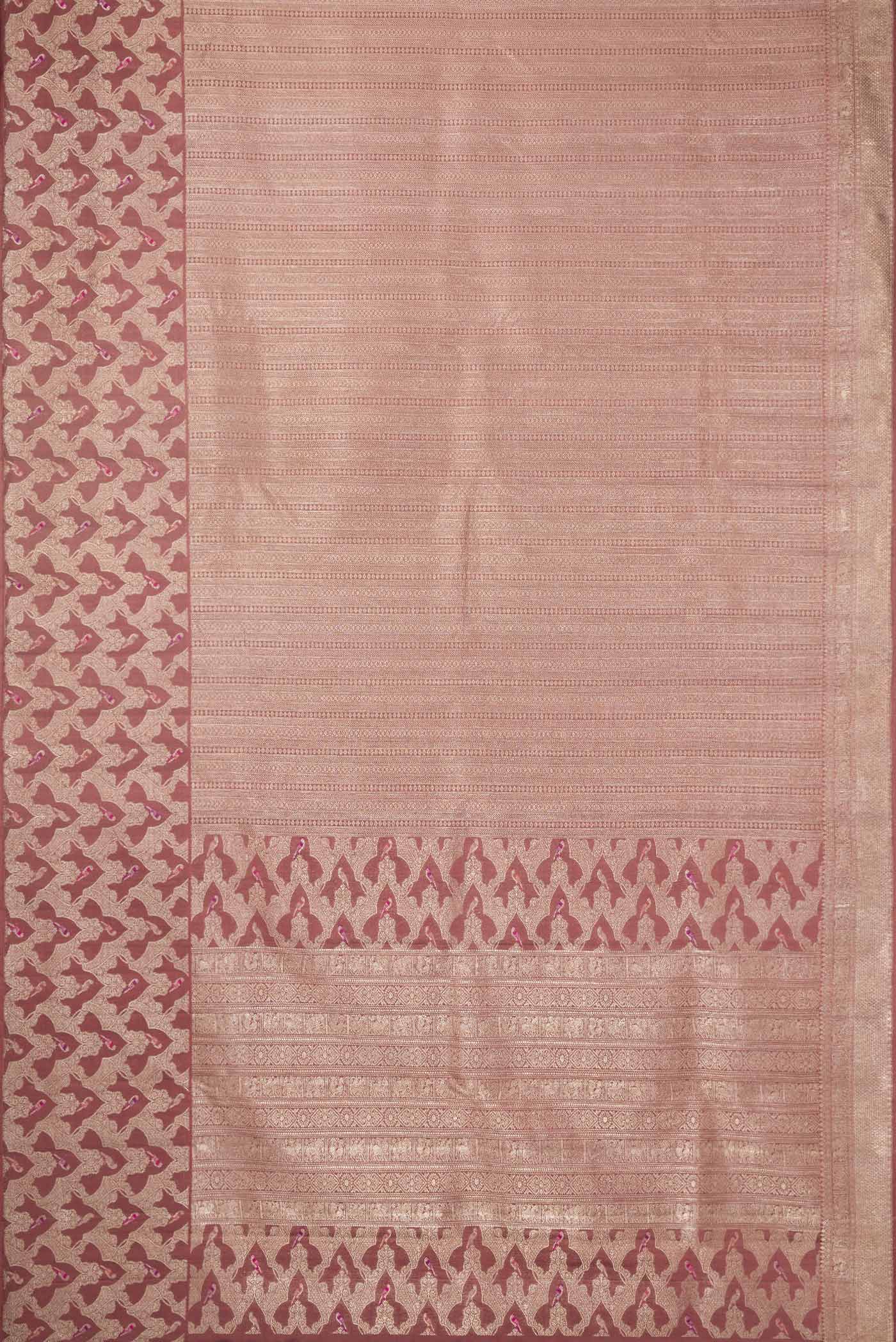 Pure Silk Pure Zari Mauve Kanjivaram Saree - Image 6