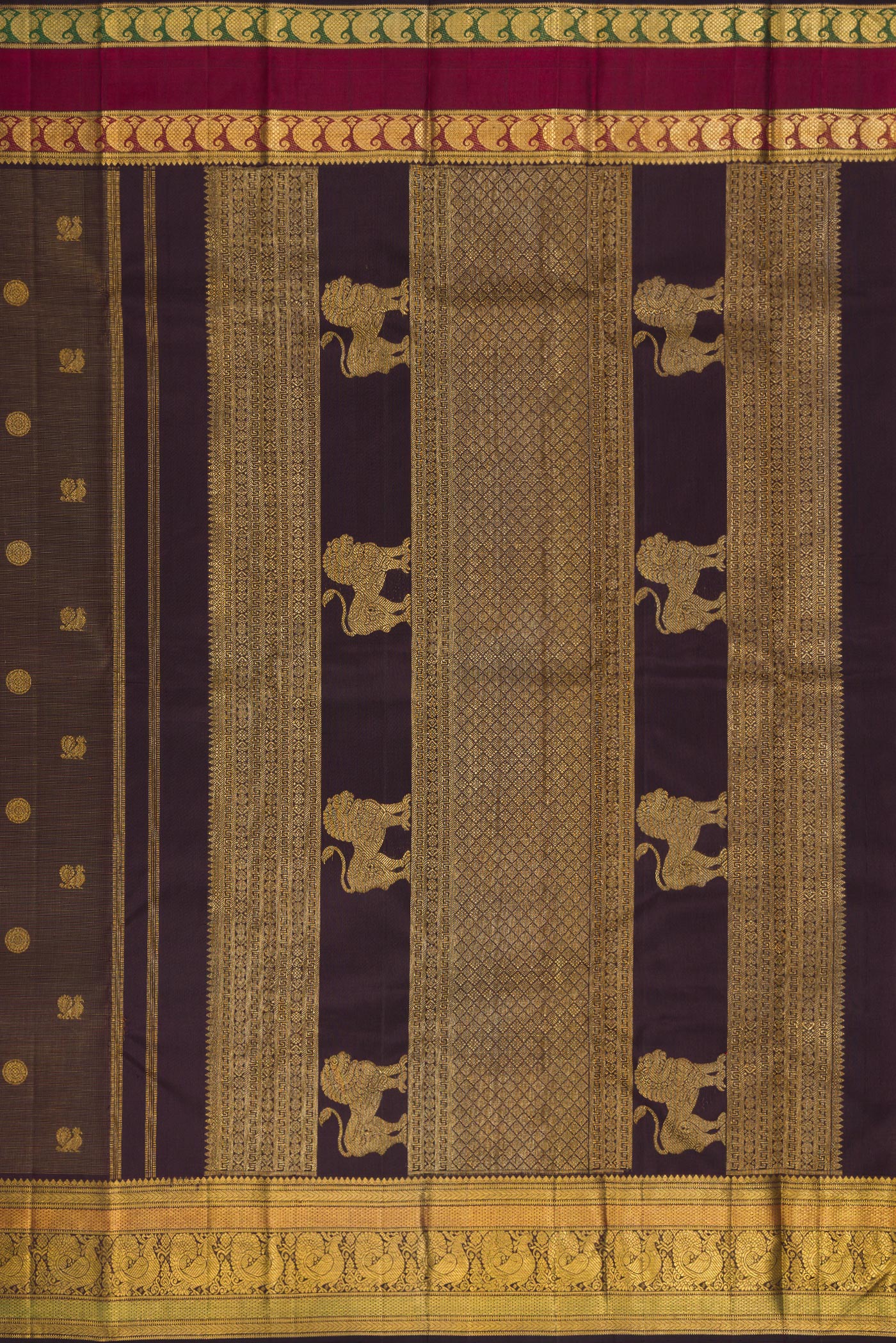 Pure Silk Pure Zari Black Kanchipuram Saree - Image 7