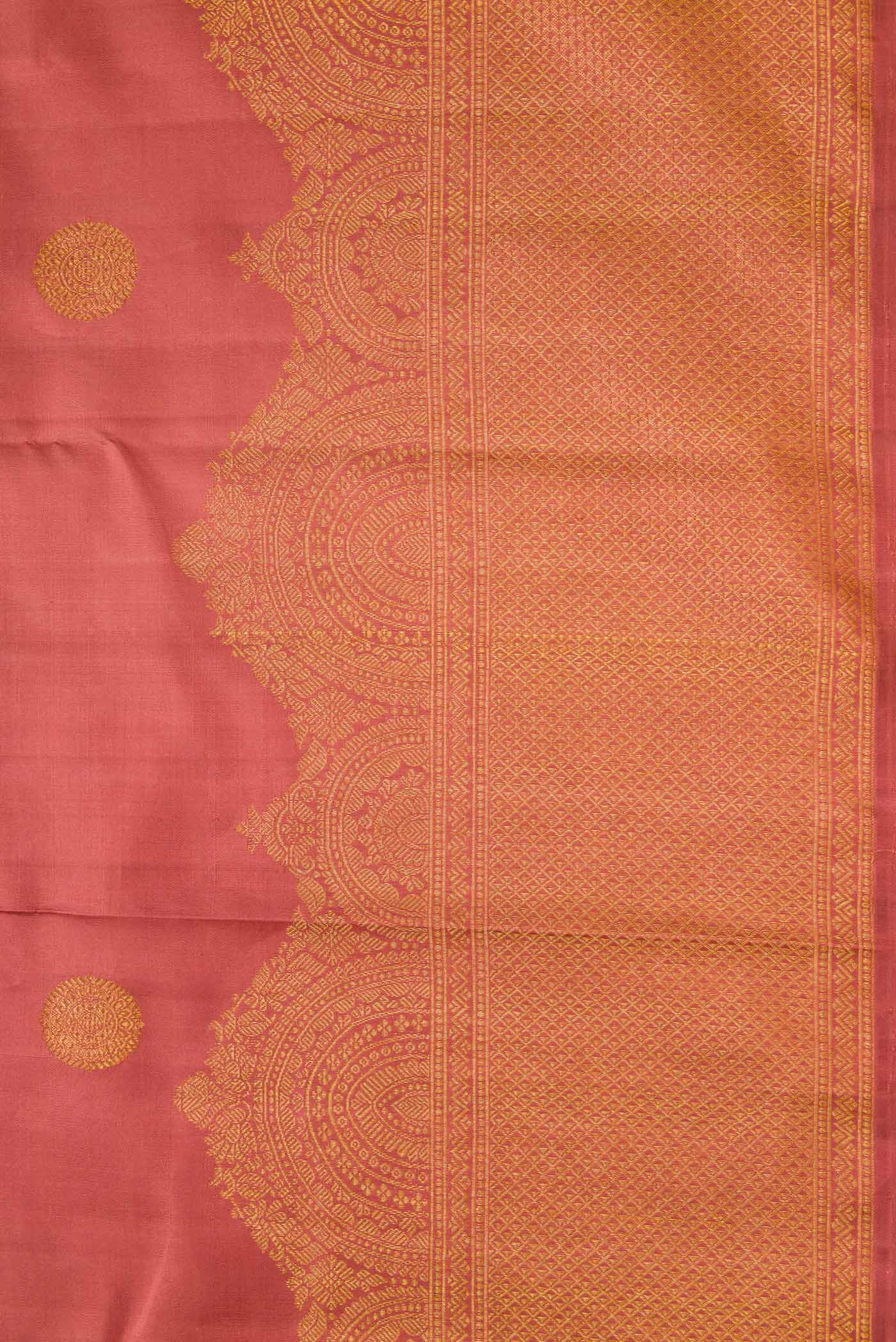 Pure Silk Pure Zari Brown Dual Tone Kanjivaram Saree - Image 3