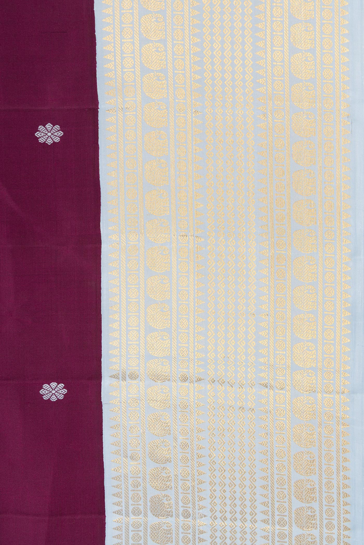 Pure Silk Pure Zari Purple Kanjivaram Saree - Image 3