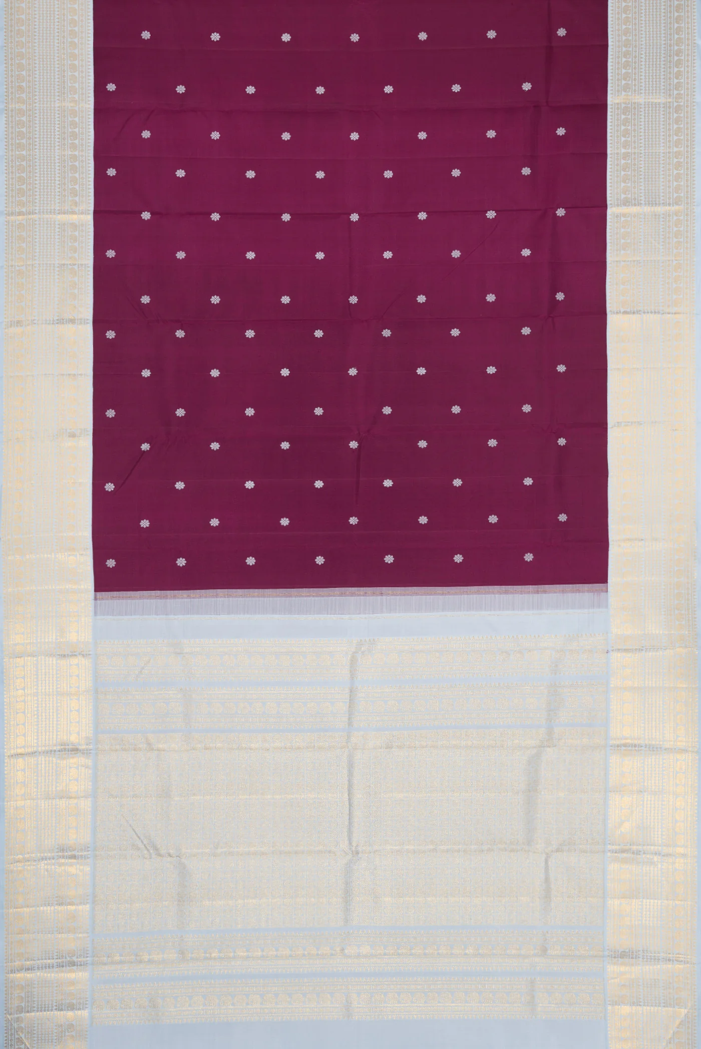 Pure Silk Pure Zari Purple Kanjivaram Saree - Image 6