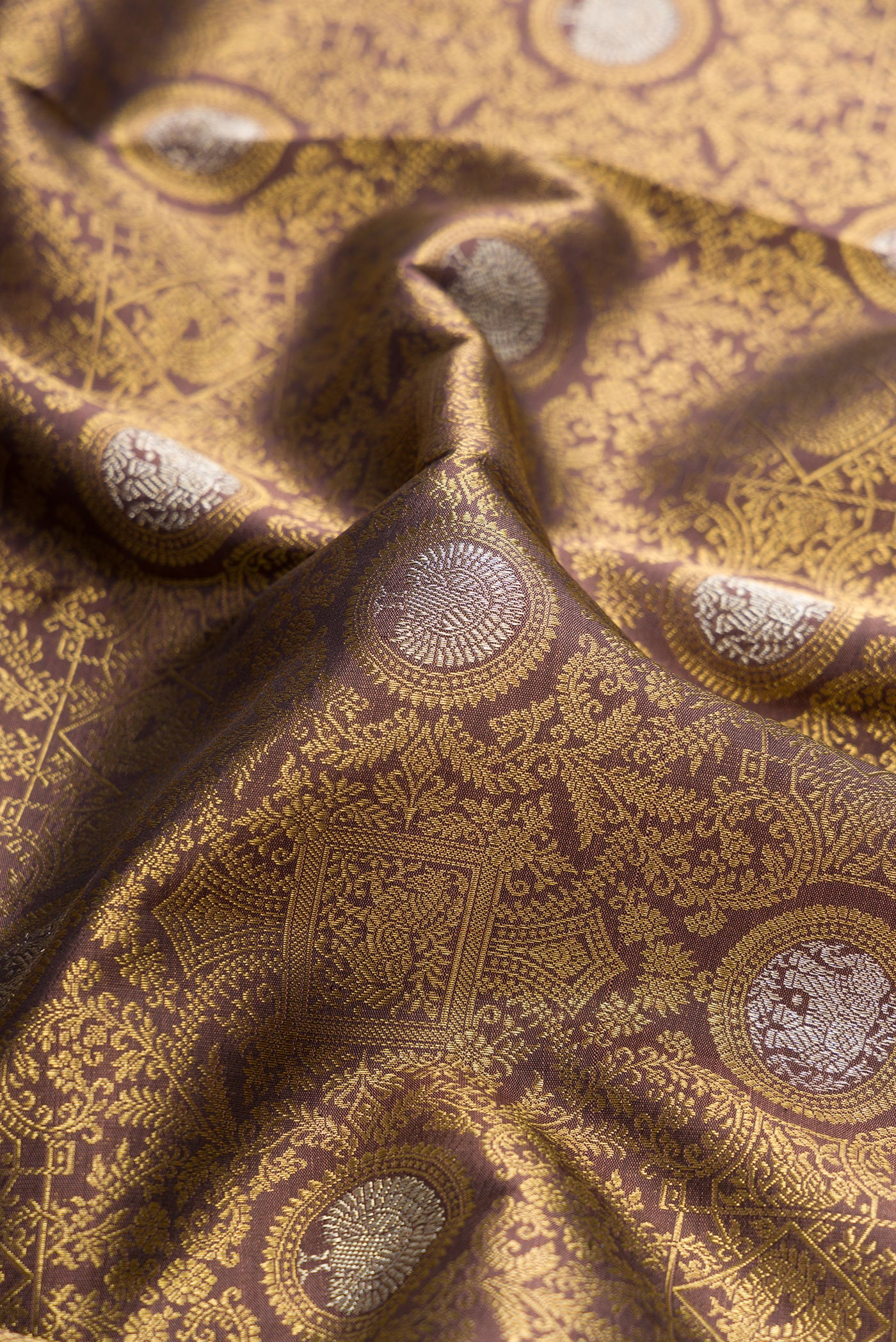 Pure Silk Pure Zari Dark Mauve Kanjivaram Saree - Image 2