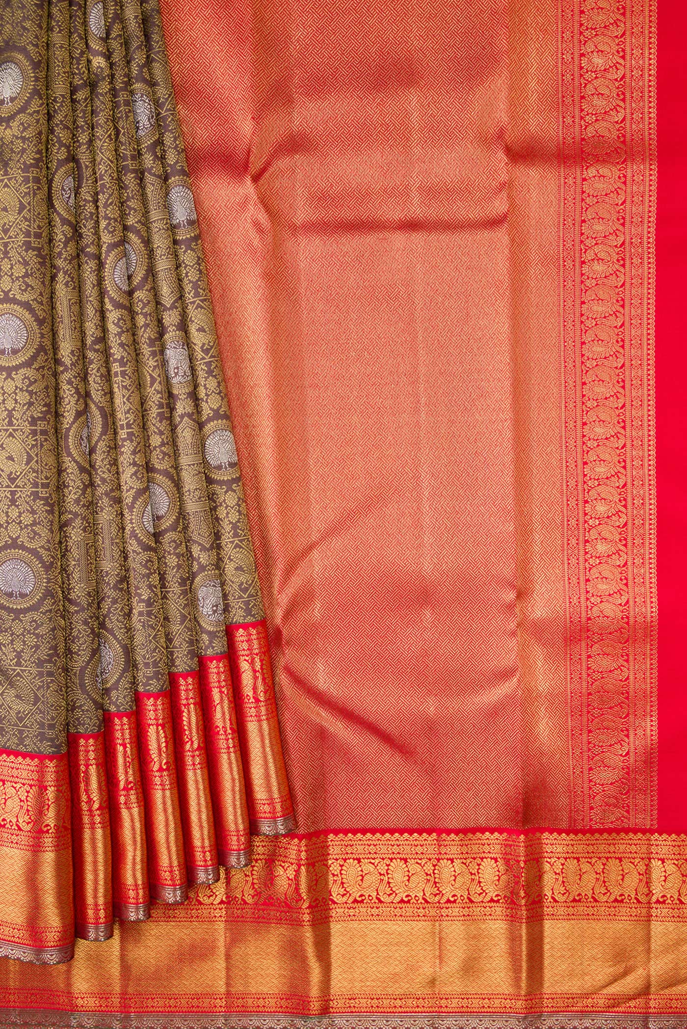 Pure Silk Pure Zari Dark Mauve Kanjivaram Saree - Image 4
